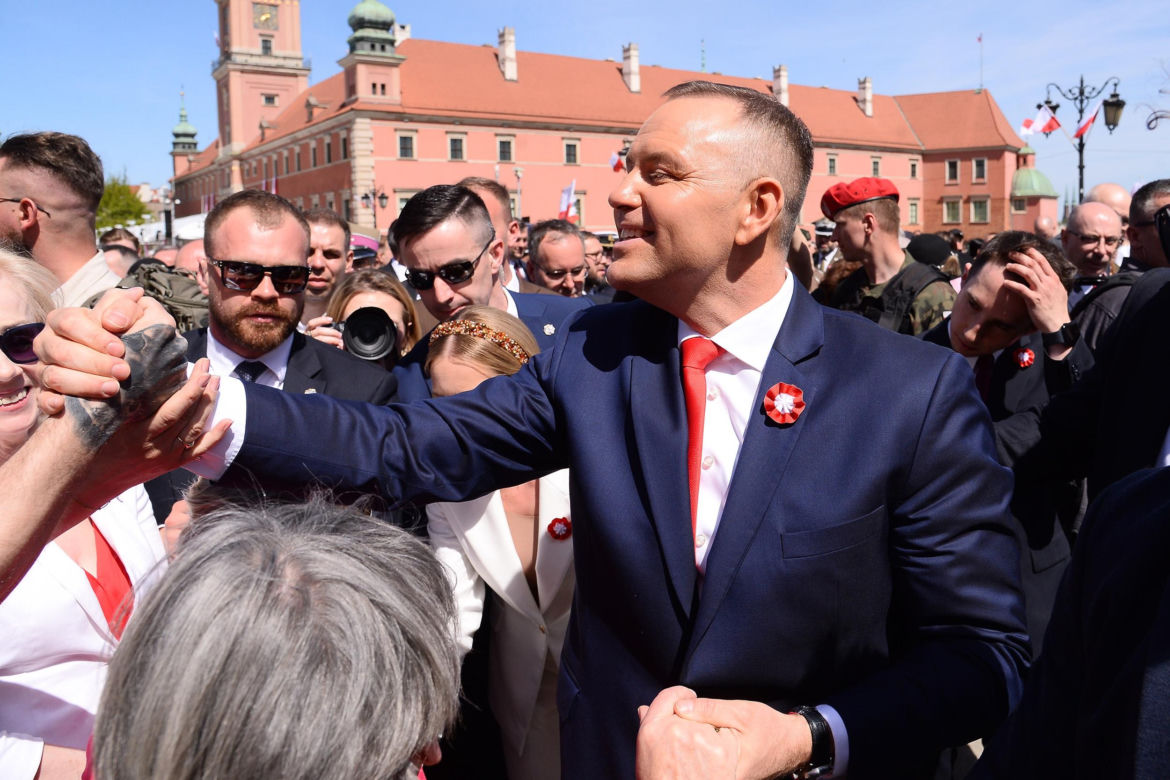Warszawa. Święto Narodowe Trzeciego Maja. Para prezydencka na Placu Zamkowym w Warszawie