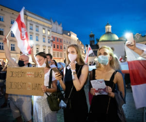 Marsz solidarności z Białorusinami w Krakowie