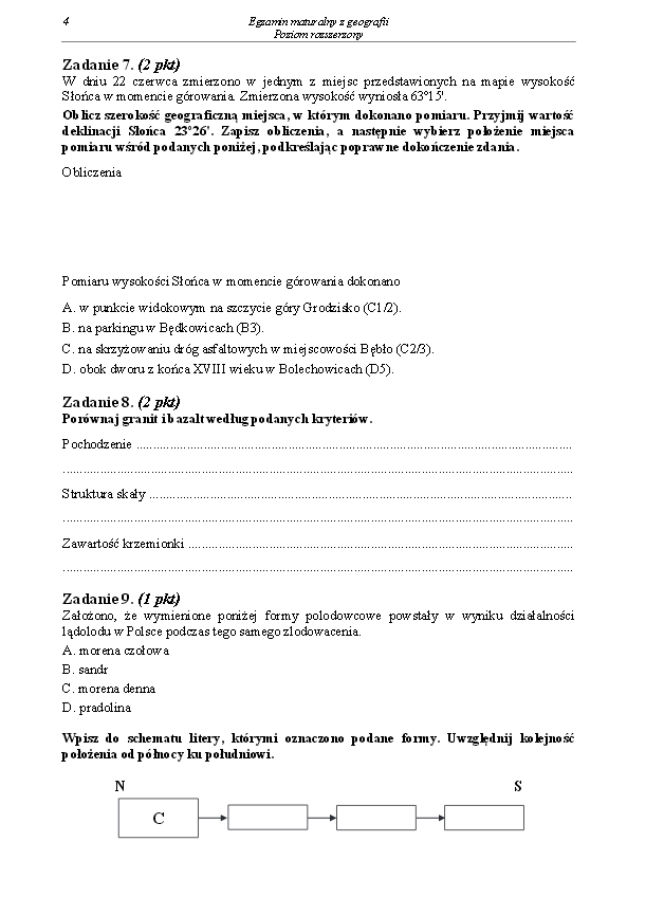 Arkusz geografia rozszerzony matura 2014