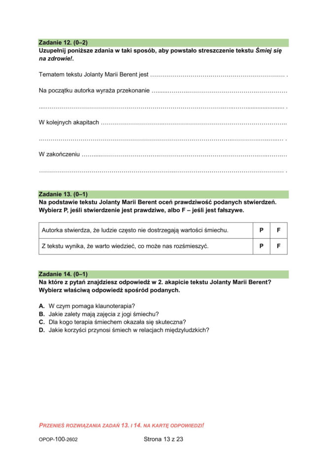 Próbny egzamin ósmoklasisty 2026 CKE: język polski, arkusze CKE, pytania i odpowiedzi