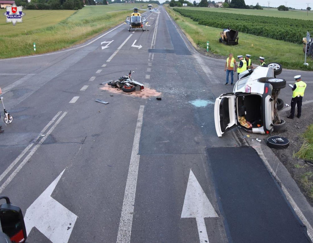 Wypadki z udziałem motocyklistów. Zdjęcia z materiałów policyjnych