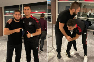 Cristiano Ronaldo spotkał Khabiba Nurmagomedova i... niewielu ma tyle odwagi, aż włosy stają dęba [ZDJĘCIA]