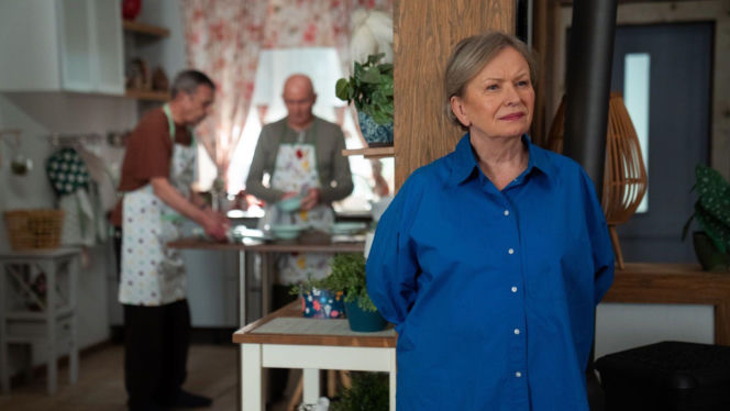 Barwy szczęścia odc. 3363. Basia (Sławomira Łozińska), Tolek (Marek Siudym), Czesław (Marian Jaskulski)