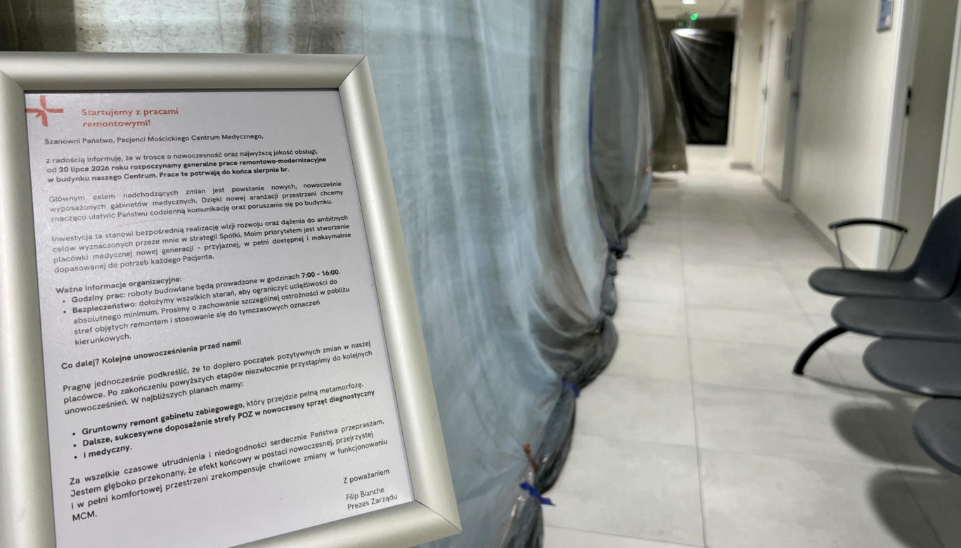 Nowe gabinety i Centrum Obsługi Pacjenta powstają w Mościckim Centrum Medycznym