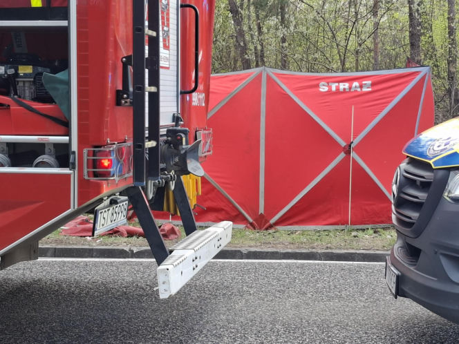 Tragedia na DK 42 Starachowice - Rudnik.  W wypadku zginął motocyklista