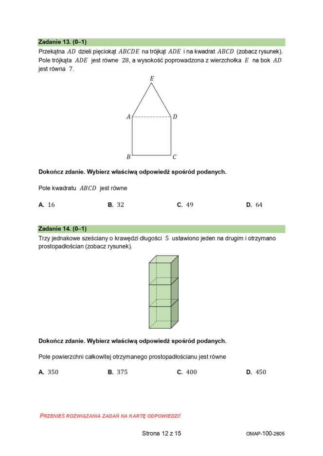 Egzamin ósmoklasisty z matematyki 2026 - Arkusze CKE