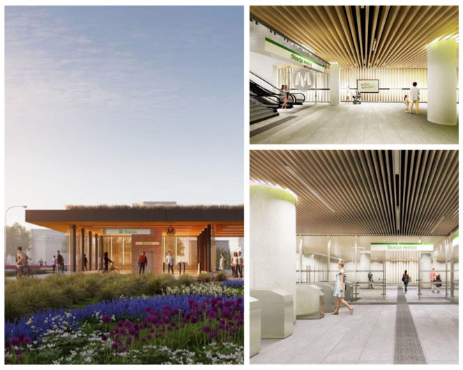 Wizualizacje planowanej stacji metra M3 Rondo Wiatraczna