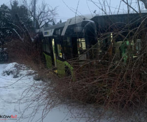 Autobus wypadł drogi na trasie: Wieliczka - Grabówki