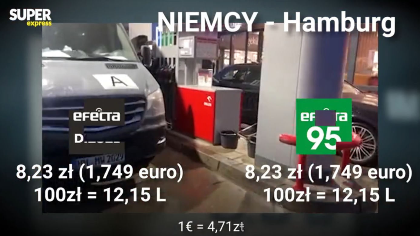 Ceny na stacji paliw Orlen w niemieckim Hamburgu