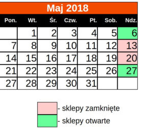 Niedziele handlowe 2018: Sklepy otwarte i zamknięte - MAJ