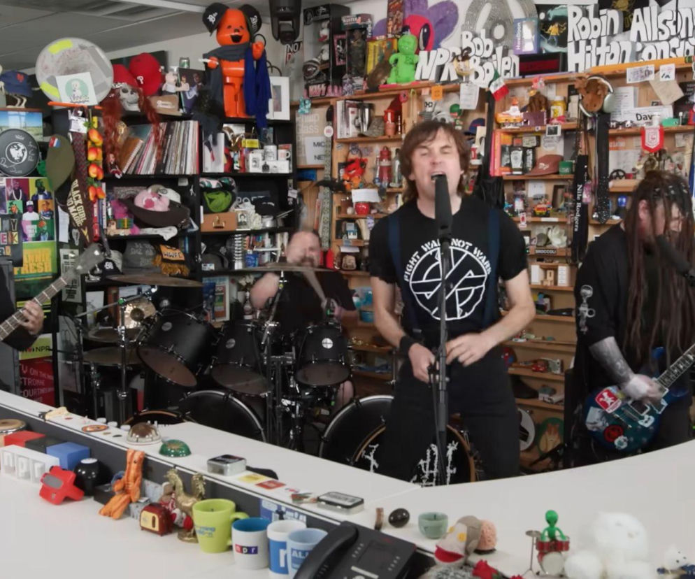 Zespół Napalm Death podczas koncertu w NPR Music. O występie legendy grindcore'u przeczytasz na EskaRock.