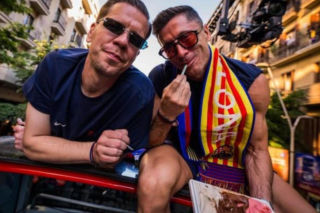Robert Lewandowski i Wojciech Szczęsny na fecie Barcelony