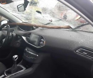Gałęzie przebiły szybę jadącego auta! Sceny jak z horroru