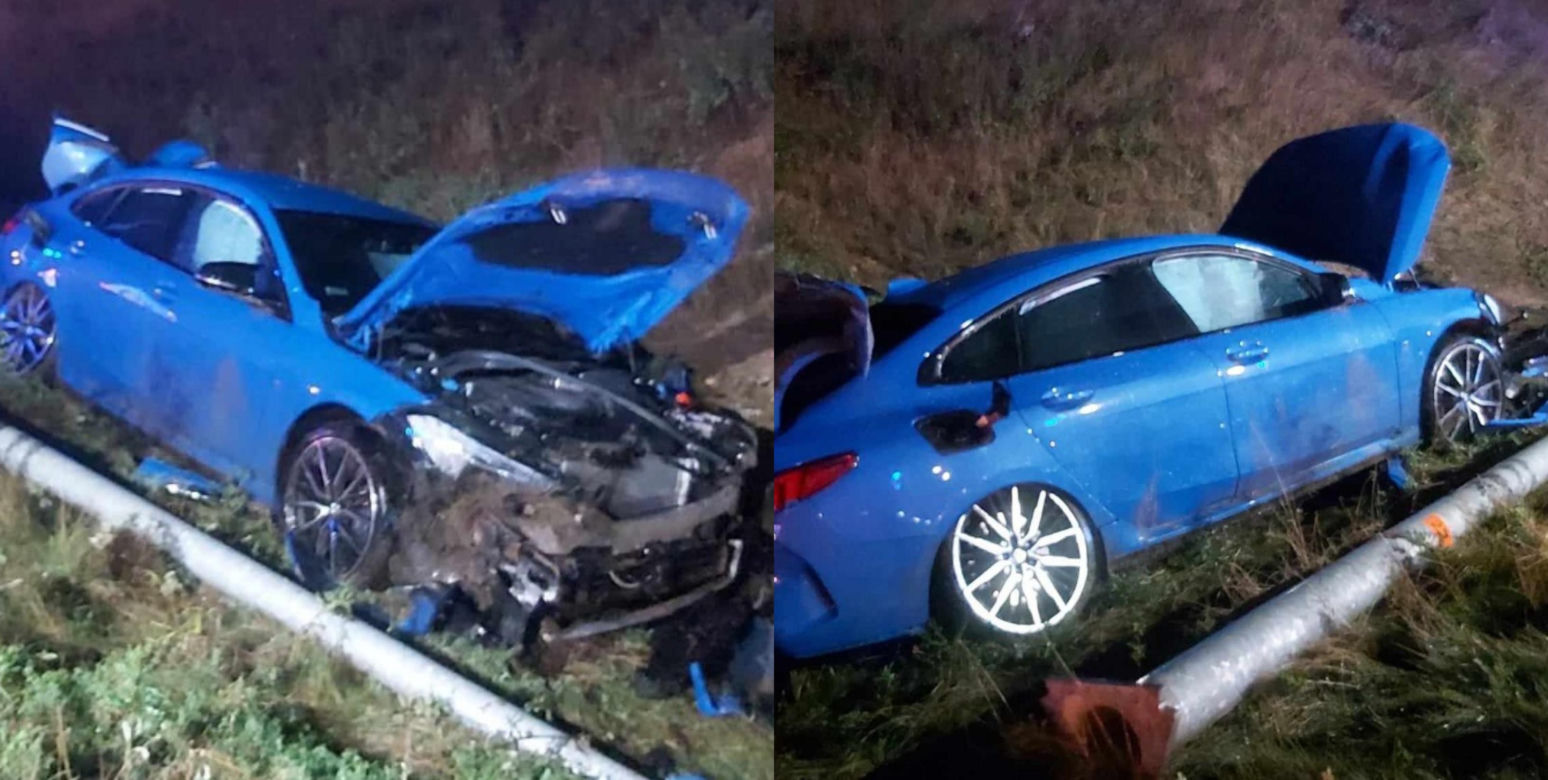 Auto 22-latki wypadło z drogi S5, ścięło latarnię i wpadło do rowu. Kobieta cudem uszła z życiem!