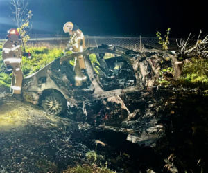 Pijany kierowca i pożar BMW na DK-63 w Suchożebrach