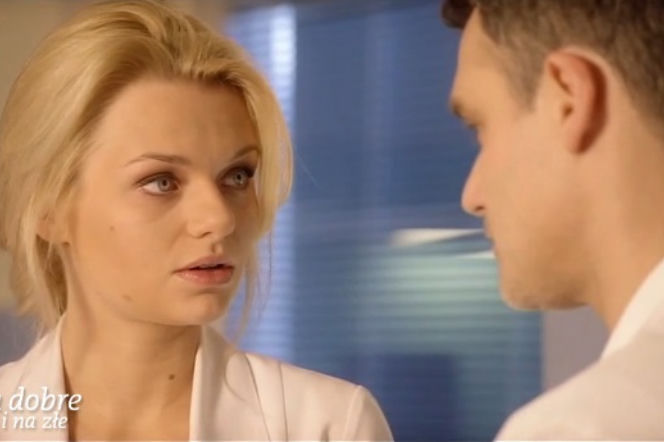 Na dobre i na złe odc. 555. Agata Woźnicka (Emilia Komarnicka), Marek Rogalski (Jan Wieczorkowski)