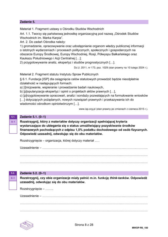Matura 2024: WOS poziom rozszerzony, ODPOWIEDZI i ARKUSZE CKE do ściągnięcia NOWA FORMUŁA 2023