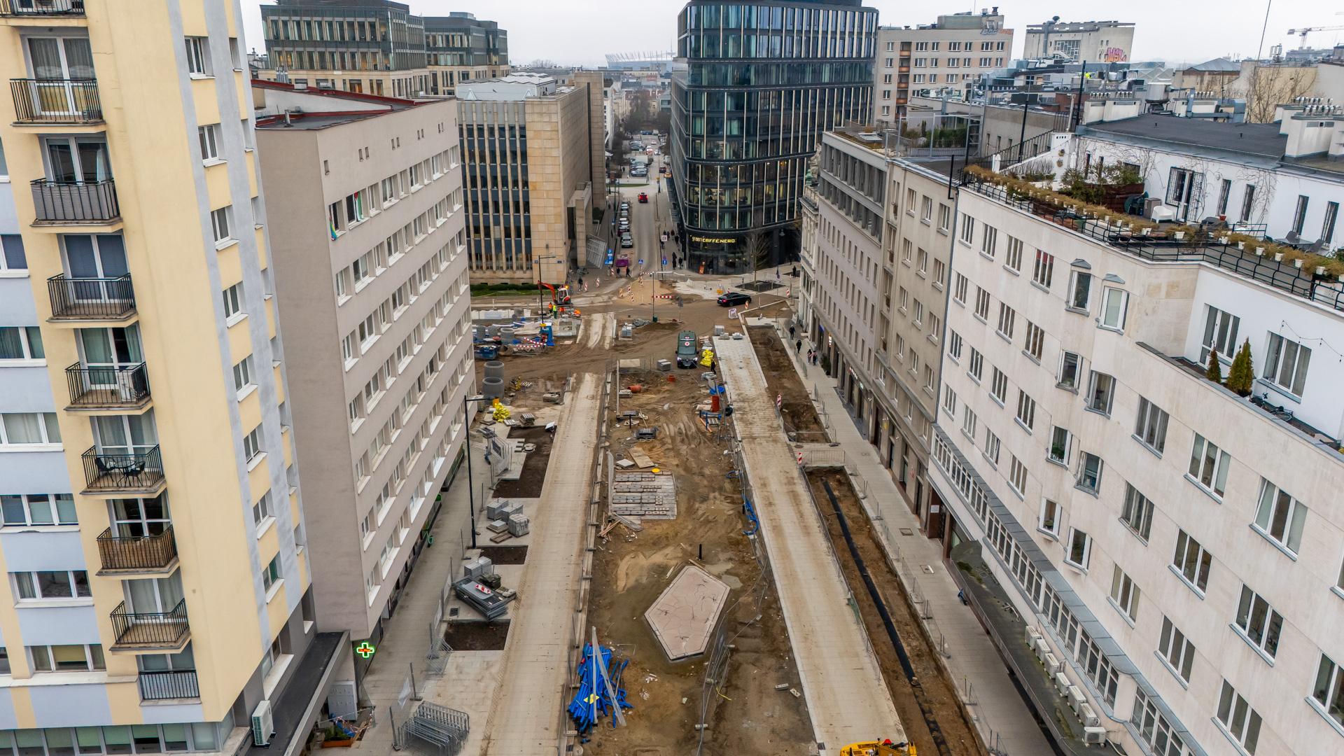 Nowe Centrum Warszawy zimą