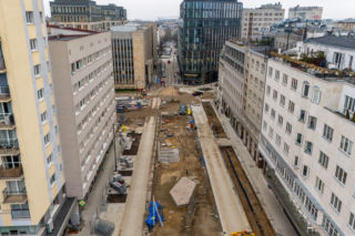 Nowe Centrum Warszawy zimą