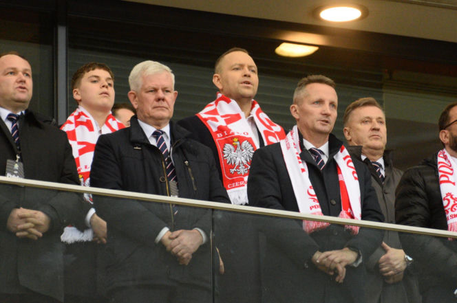 Karol Nawrocki i Przemysław Czarnek na mecze Polska - Albania