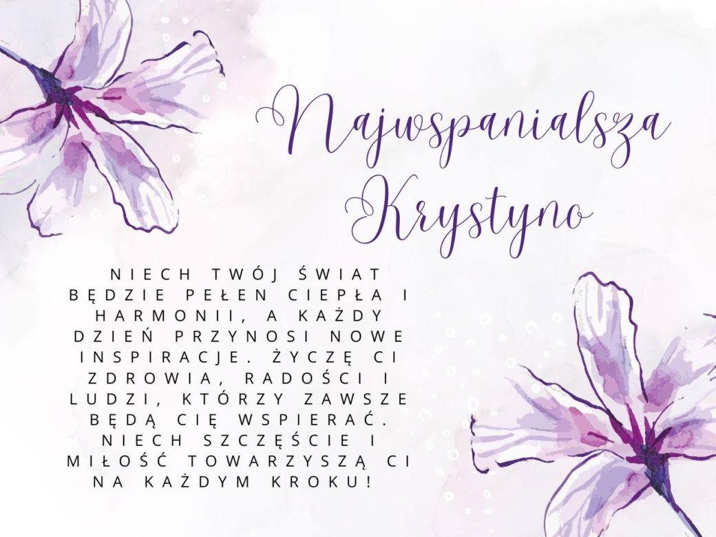 Kartka z życzeniami na imieniny Krystyny