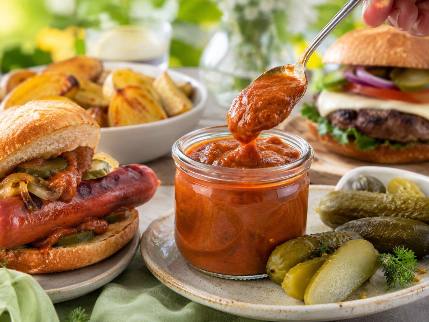Ketchup z kiszonych ogórków robi się bez gotowania. Kwaśny sos pasuje do grilla lepiej niż cokolwiek innego