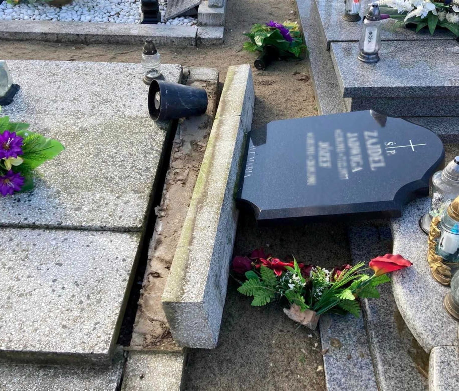 Dewastacja na cmentarzu w Świerczynie