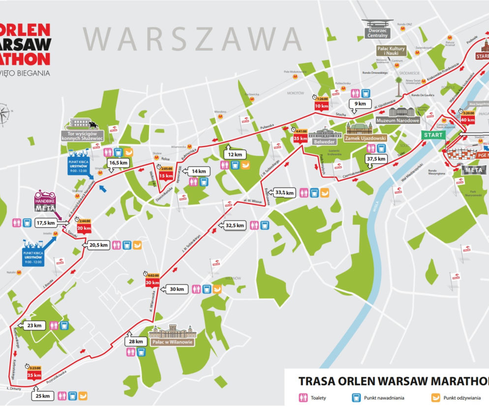 Szybka i szeroka trasa ORLEN Warsaw Marathon [MAPA]