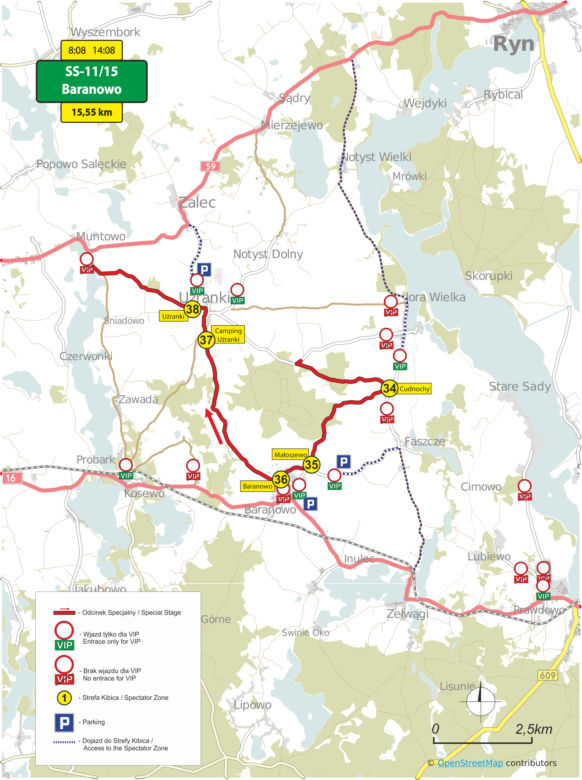 Rajd Polski 2017, odcinek specjalny Baranowo SS 11/15 - MAPA