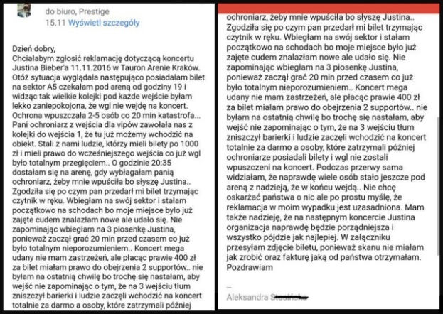 Justin Bieber - co ze skargami po koncercie w Krakowie?