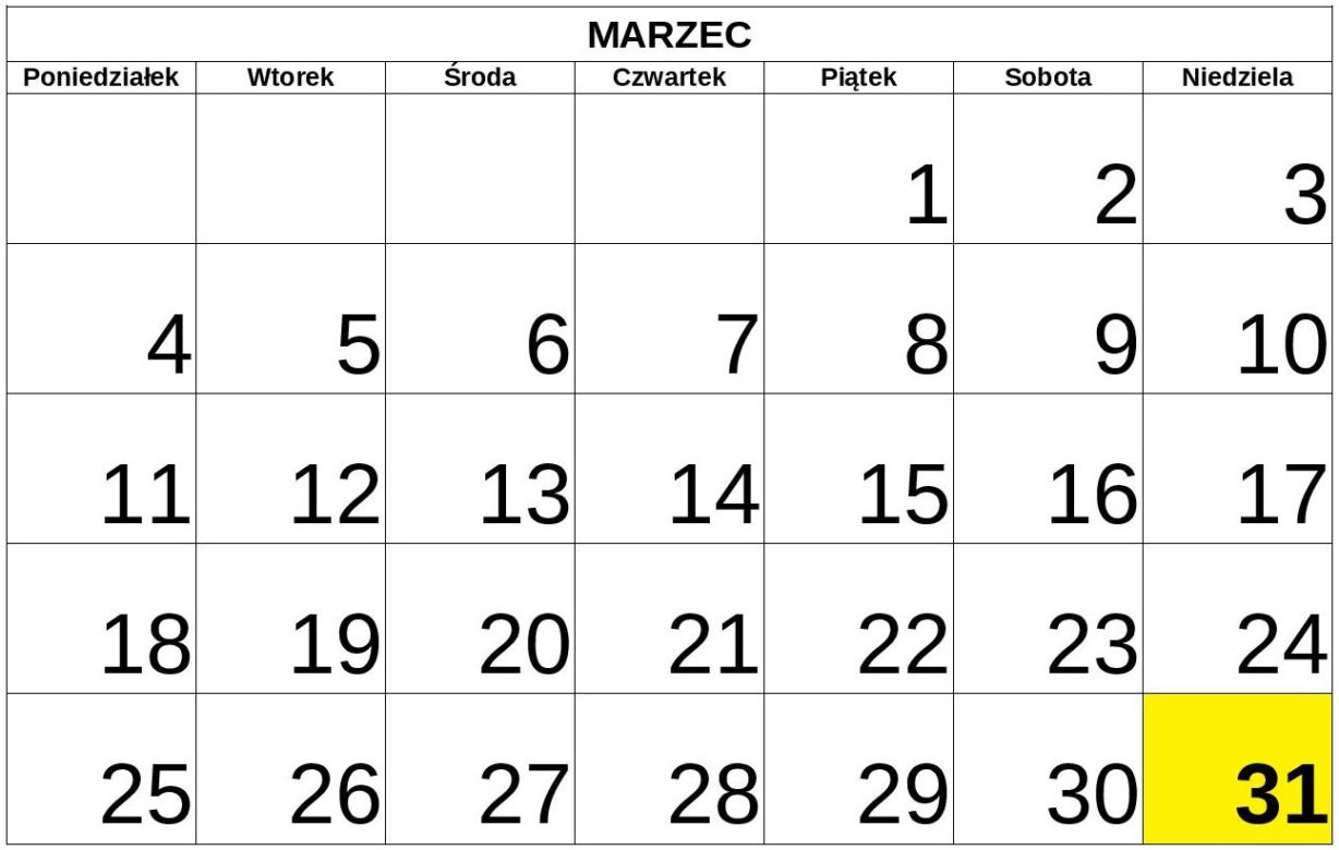 Niedziele handlowe 2019 - MARZEC