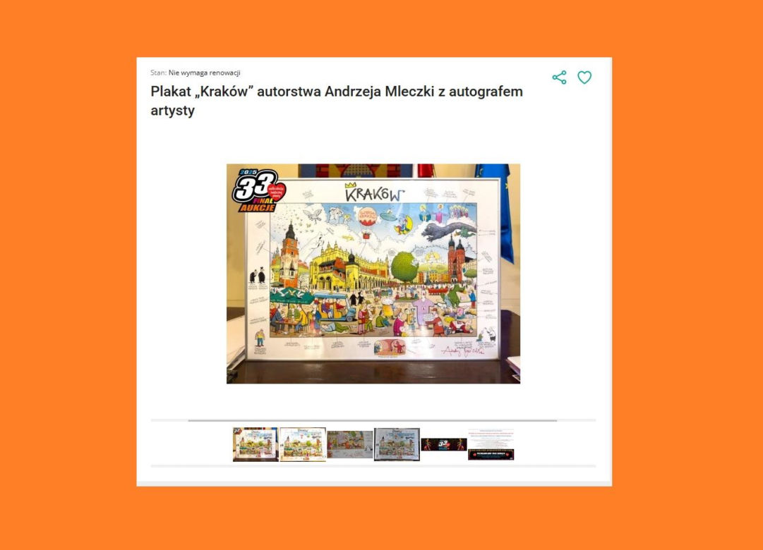 Plakat „Kraków” autorstwa Andrzeja Mleczki z autografem artysty