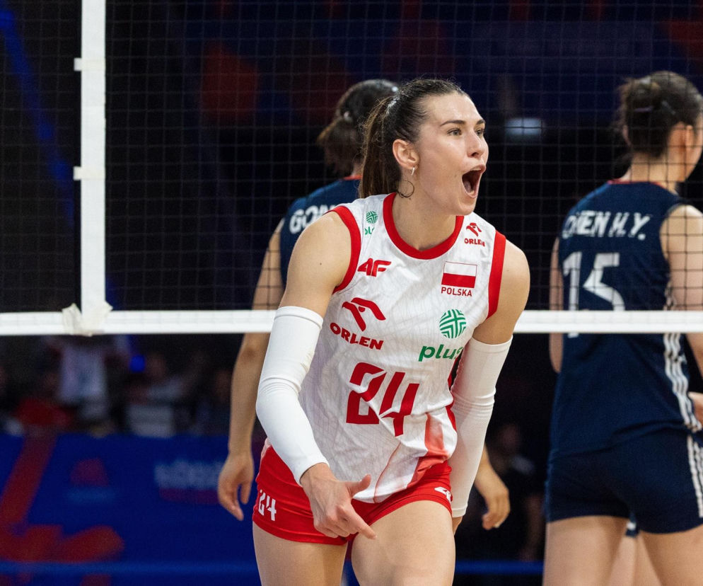 Ciesząca się siatkarka Paulina Damaske na boisku. O szansach Polek na mistrzostwach Europy przeczytasz na SE Supersport.