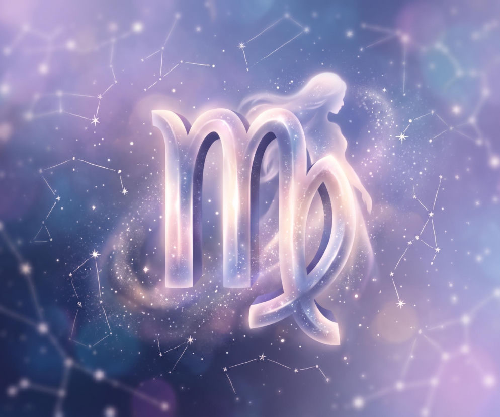Symbol zodiaku Panna na tle gwiezdnych konstelacji. O horoskopie dziennym dla Panny przeczytasz na Eska.