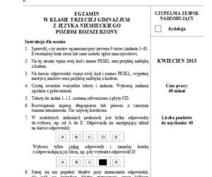 EGZAMIN GIMNAZJALNY 2013 JĘZYK NIEMIECKI rozszerzony