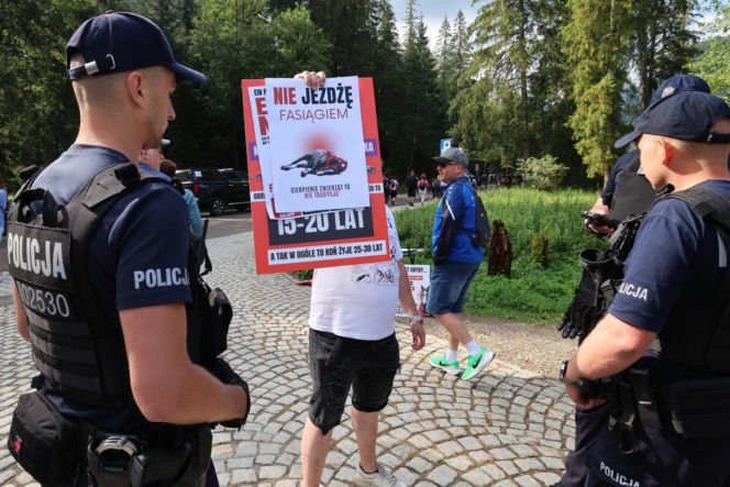 Protesty przeciwko konnemu transportowi nad Morskim Okiem