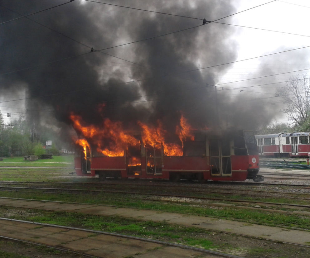 Pożar tramwaju w Chorzowie