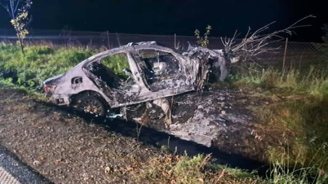 Pijany kierowca i pożar BMW na DK-63 w Suchożebrach