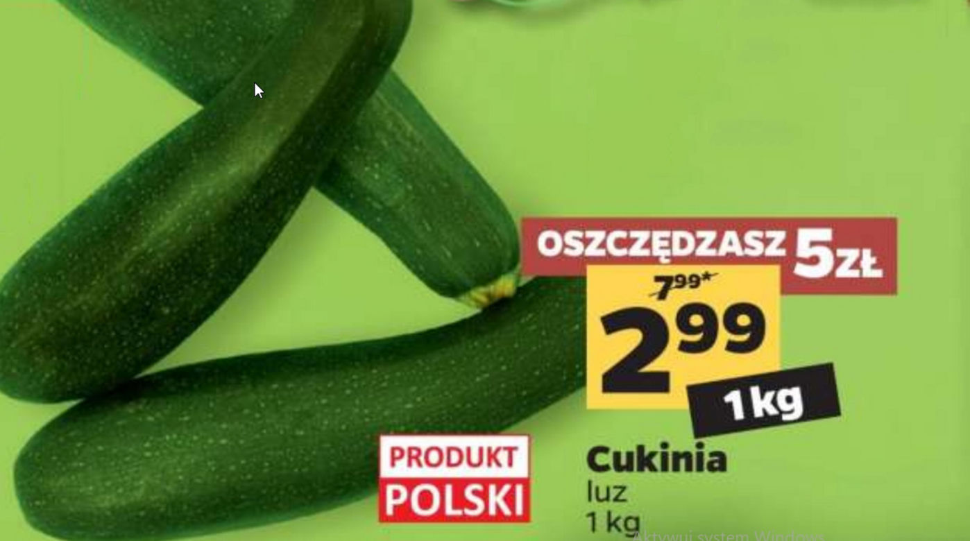 Cukinia tańsza o 5 zł