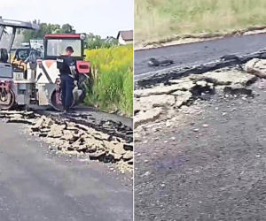 Zaorał świeży asfalt traktorem. Teraz drogowcy ruszają z odbudową 