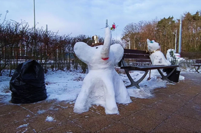Rzeźby ze śniegu na pętli Głębokie