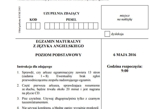 Matura 2017 angielski - ARKUSZE, ZADANIA, ODPOWIEDZI