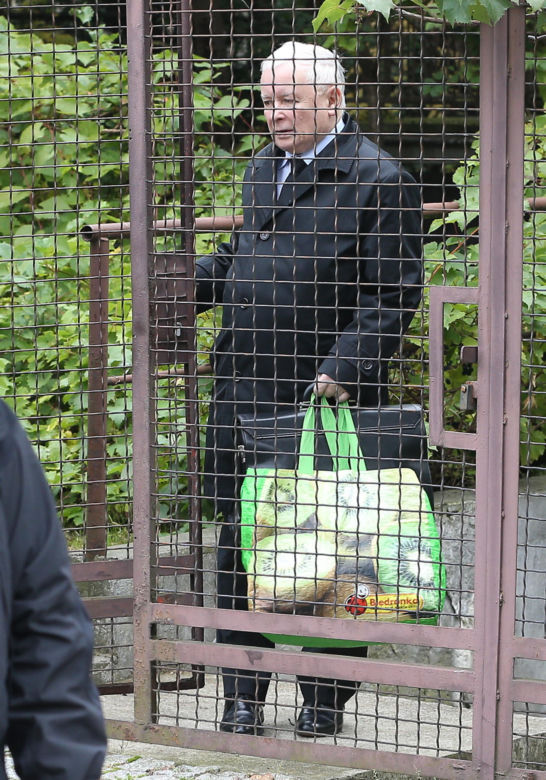Jarosław Kaczyński sam niesie ogromną torbą z dyskontu! Co w niej ma?! Jego limuzyna pognała na Nowogrodzką 