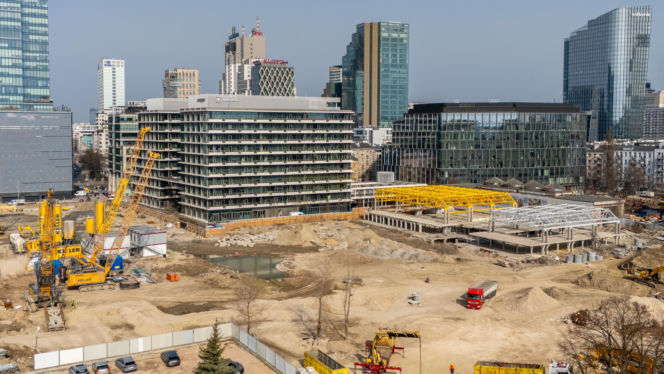 Budowa wieżowca AFI Tower w kompleksie Towarowa22