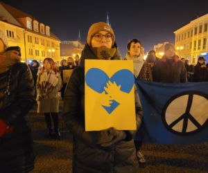 Manifestacja antywojenna na Rynku Kościuszki w Białymstoku [1.03.2022]