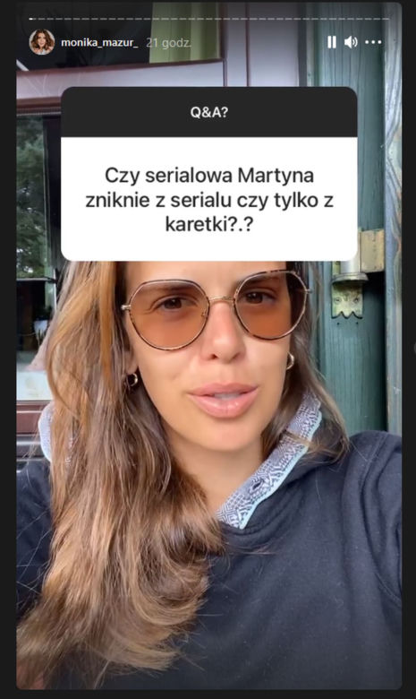 Monika Mazur (Martyna z Na Sygnale) na Instagramie o zniknięciu z serialu