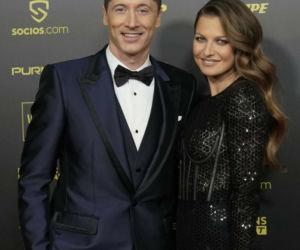 Robert Lewandowski i Anna Lewandowska na gali Złota Piłka 2021