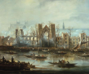 The Palace of Westminster from the River after the Fire of 1834