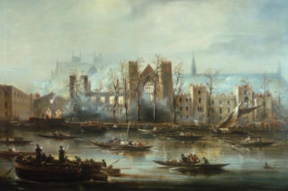 The Palace of Westminster from the River after the Fire of 1834