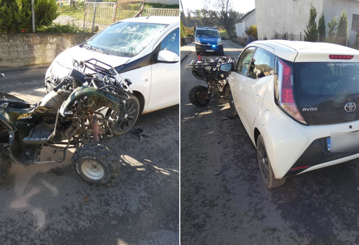 Koszmarny wypadek pod Kościerzyną! 12-latek huknął w toyotę. Dziecko zabrał śmigłowiec [ZDJĘCIA]